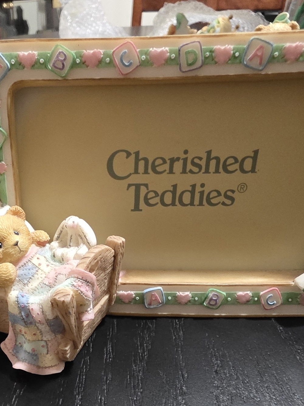 Cherished Teddies Pastel Baby Frame with Bear Figurine
